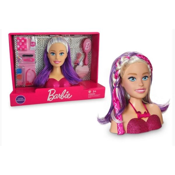 Busto e Acessórios - Barbie - Styling Faces - Rosa - Pupee PUP1265