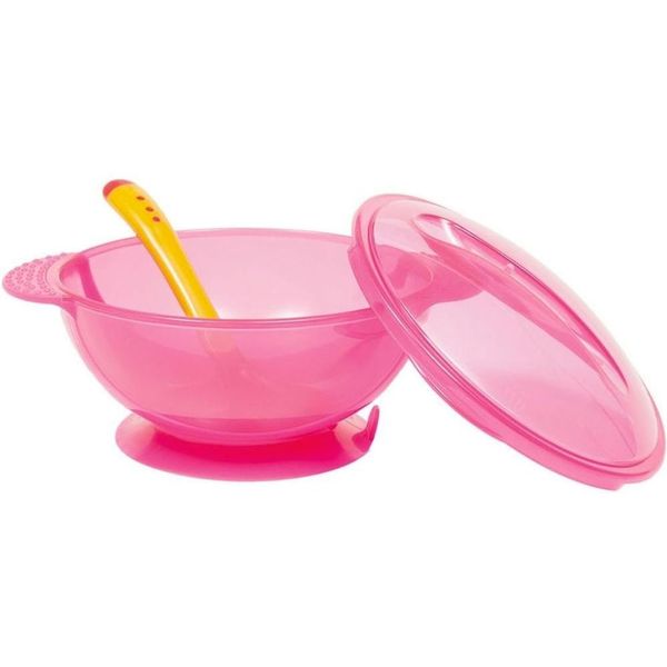 Kit Prato Bowl - Com Tampa e Colher - Rosa - Buba BUB5230