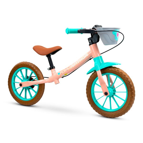 Bicicleta De Equilibrio Infantil Sem Pedal Bike Balance Nathor Love Aro 12 Com Banco Ajustável Capacidade Até 21Kg