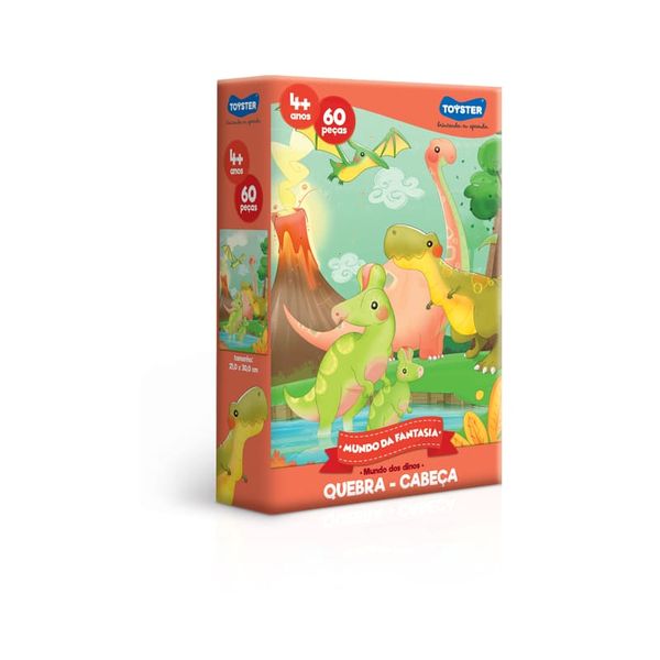 Quebra Cabeça - 60 peças - Mundo da Fantasia - Dinos - Toyster Toyster