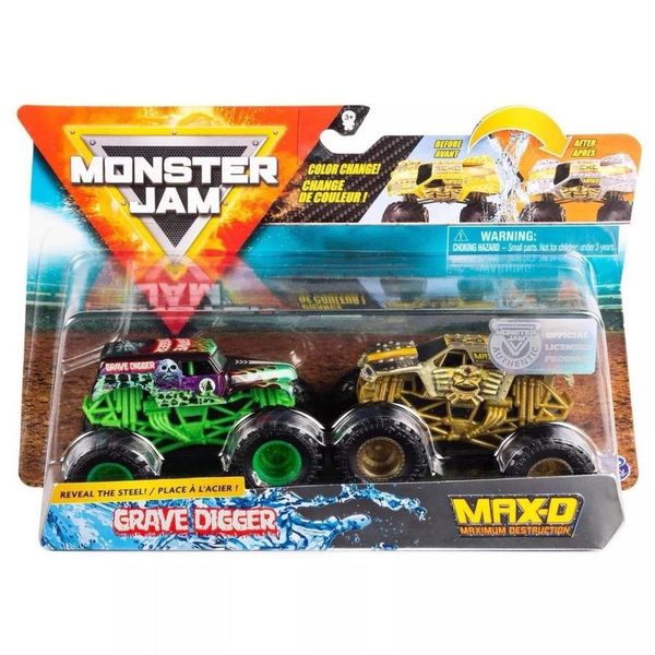 Conjunto de Veículos - 1/64 - Monster Jam - Grave Digger x Max-D - Sunny Sunny