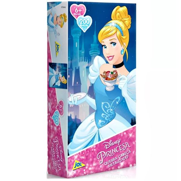 Quebra Cabeça Metalizado Princesas Disney 200 peças - Cinderela - Toyster Toyster