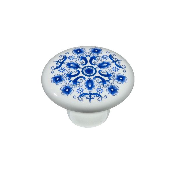PUXADOR ITALY LINE CERAMICA IL7067 ESTAMPA AZUL ANTIGO LOUÇA