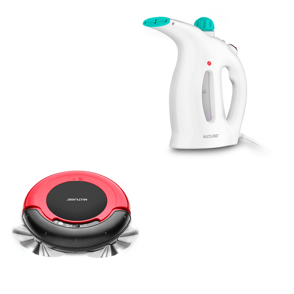Combo Casa - Aspirador de Pó Robô Varre + Aspira + Passa Pano Bivolt e Vaporizador Portátil para Roupas 800W-127V Multilaser - HO041K HO041K Combo Casa - Aspirador de Pó Robô Varre + Aspira + Passa Pano Bivolt e Vaporizador Portátil para Roupas 800W-127V Multilaser - HO041K HO041K