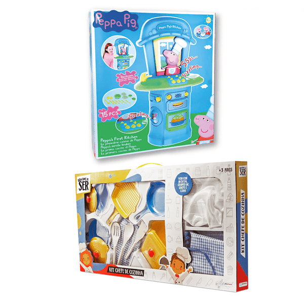 Combo Kids - Kit Brincando de Ser Chef de Cozinha e Cozinha Peppa Pig Multikids - BR957K BR957K