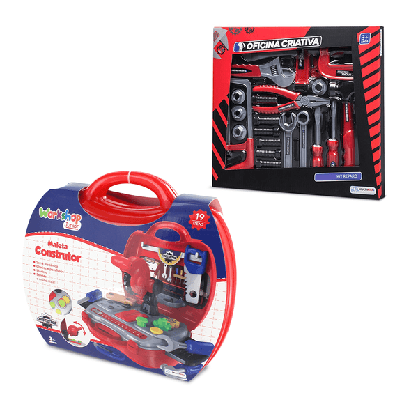 Combo Diversão - Maleta Workshop Jr Construtor com 16 Itens e Oficina Criativa Kit Reparo com 10 Ferramentas e Acessórios - BR922K BR922K Combo Diversão - Maleta Workshop Jr Construtor com 16 Itens e Oficina Criativa Kit Reparo com 10 Ferramentas e Acessórios - BR922K BR922K