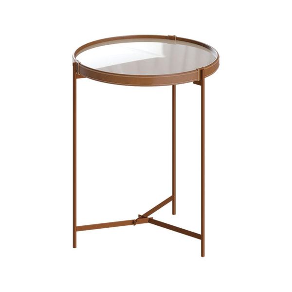 Mesa Lateral Nezuko 71cm Base Cobre Tampo Off White - Gran Belo