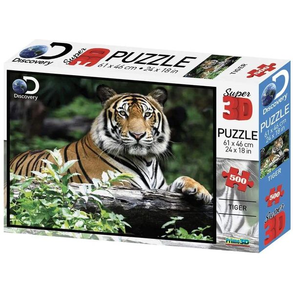 Quebra-Cabeça 3D - 500 Peças - Tigre - Multilaser BR1059 Quebra-Cabeça 3D - 500 Peças - Tigre - Multilaser BR1059