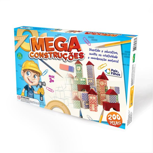 Blocos de Montar - 200 Peças - Mega Construções - Pais e Filhos PAIS7438 Blocos de Montar - 200 Peças - Mega Construções - Pais e Filhos PAIS7438