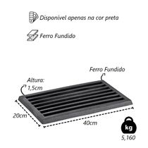 Grelha Para Cinzeiro Fogão a Lenha em Ferro Fundido 20x40cm
