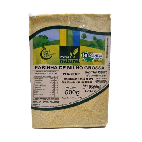 Farinha de Milho Grossa (Para Cuscuz) Orgânica Coopernatural 500g Farinha de Milho Grossa (Para Cuscuz) Orgânica Coopernatural 500g