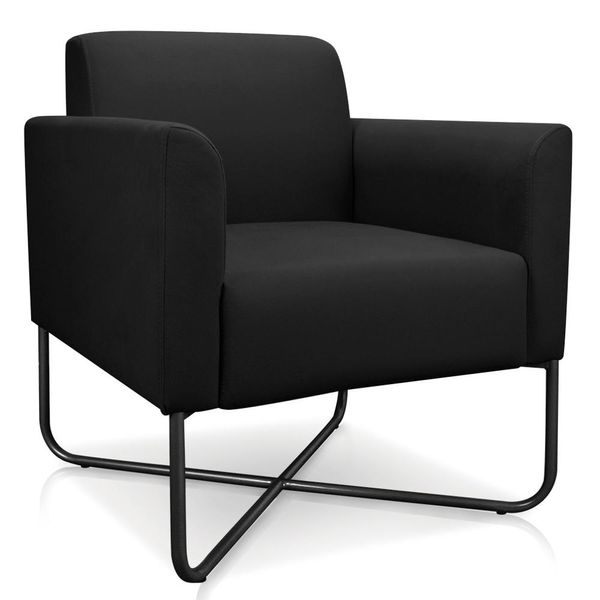 Poltrona Decorativa Base Industrial X Preta Maressa S07 Suede Preto - Ibiza
