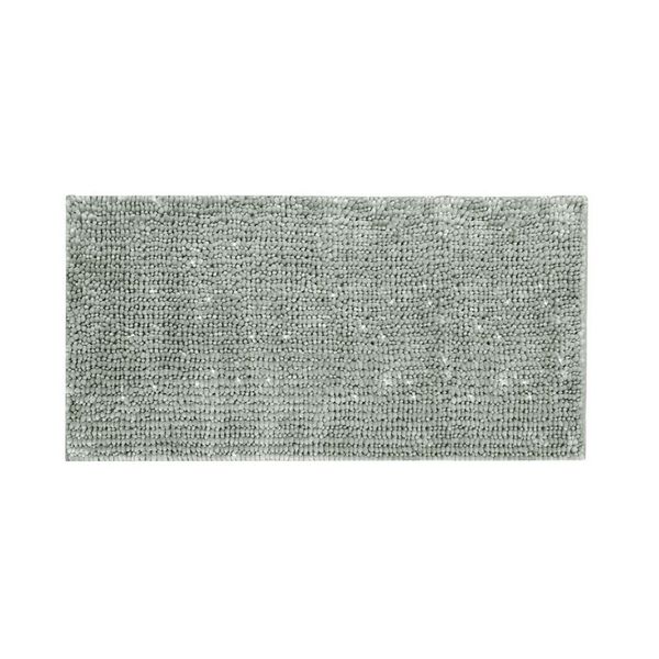 Tapete Antiderrapante Cinza Fio Prateado Banheiro 60x120cm