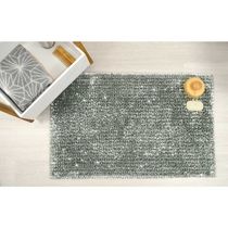 Tapete Antiderrapante Cinza Fio Prateado Banheiro 50x70cm