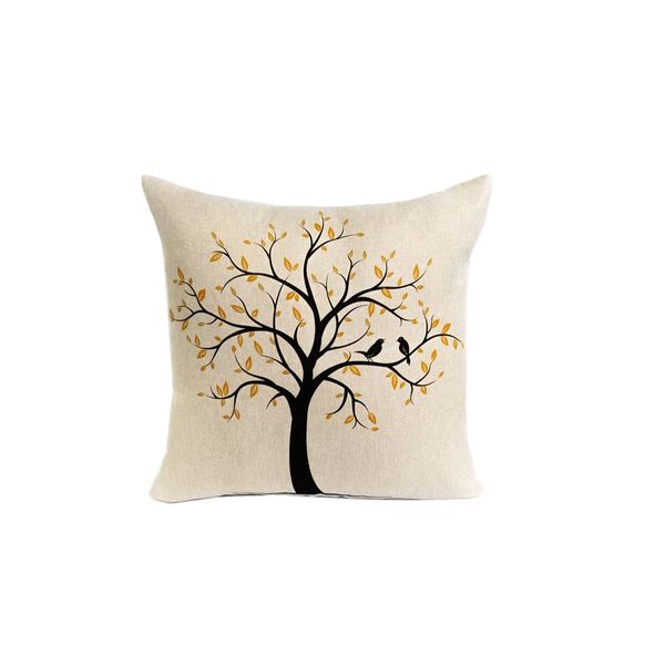 Capa Almofada para Sofa Bege Arvore Laranja Encorpado 45cm