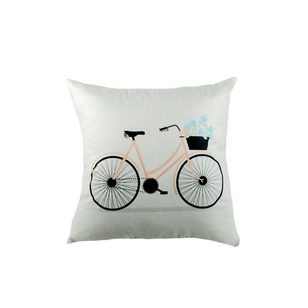 Almofada Estampada Bicicleta Cesta Flor Decorativa Bike 45cm Almofada Estampada Bicicleta Cesta Flor Decorativa Bike 45cm