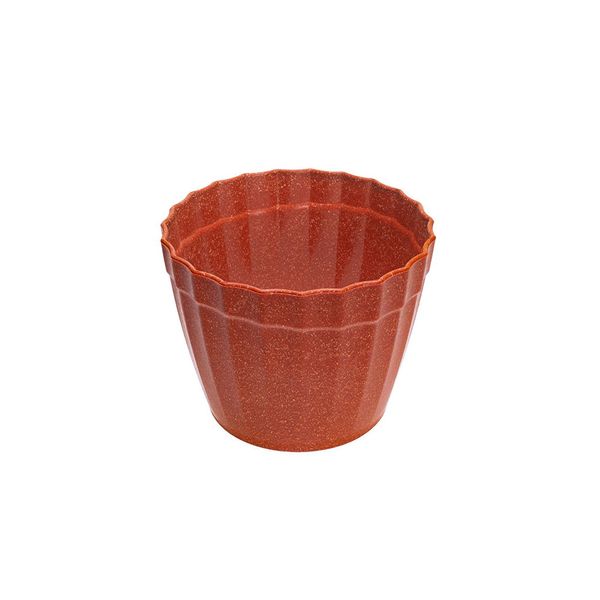 Vaso Terracota Marrom Coral Cachepot Plissado ECO M 1un