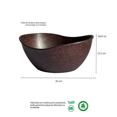 Tigela Funda Saladeira Pote Pipoca ECO Marrom Imbuia 3,9L