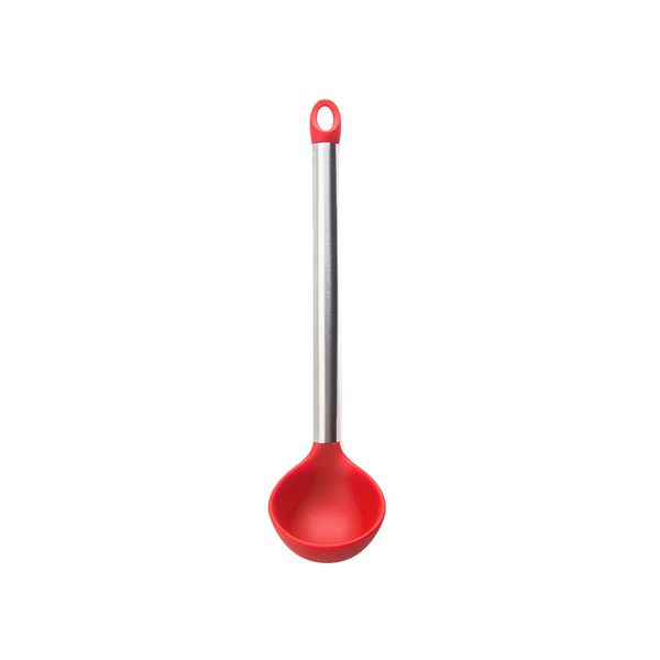 Concha de Silicone Vermelho Cabo Inox Talher de Cozinha 1un