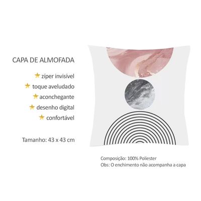 Capa de Almofada Rose Off White Circulos 43cm SEM Enchimento