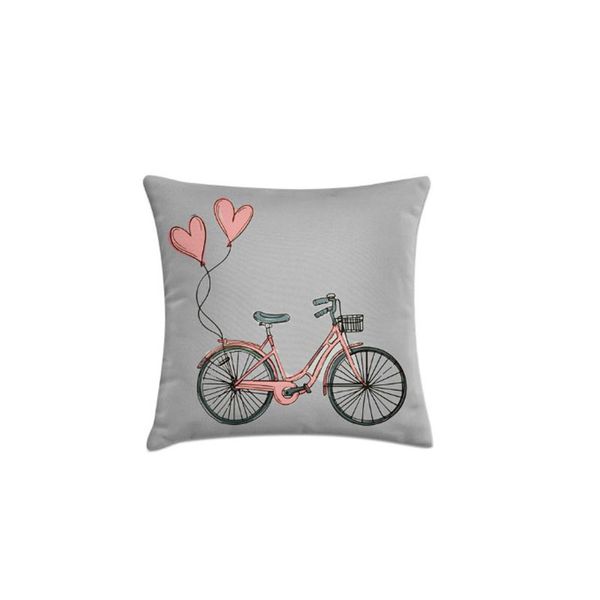 Capa Almofada Cinza Bicicleta Rose 40cm Lava Facil 1un