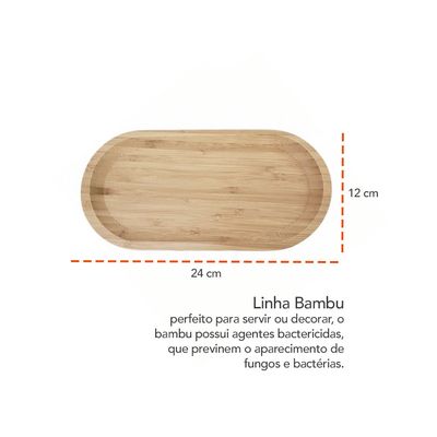 Bandeja de Bambu Suporte Servir ou Decorar 24cm