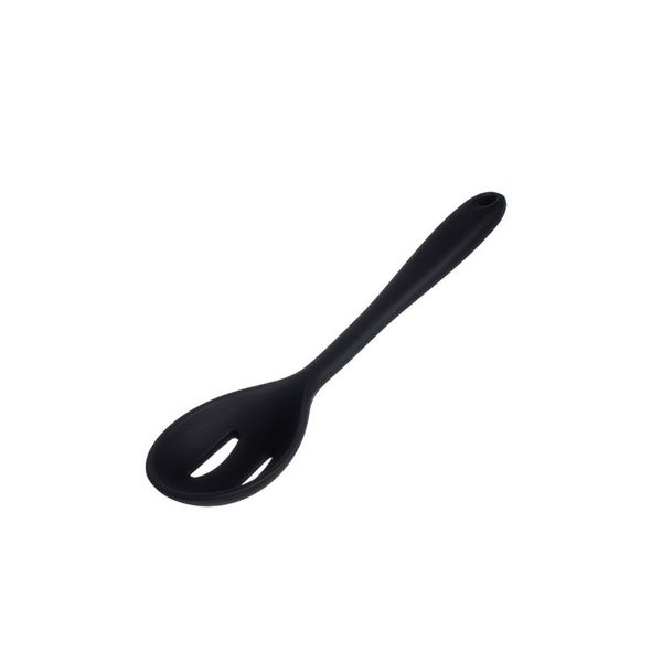 Colher de Silicone Preta Perfurada Escumadeira 1un