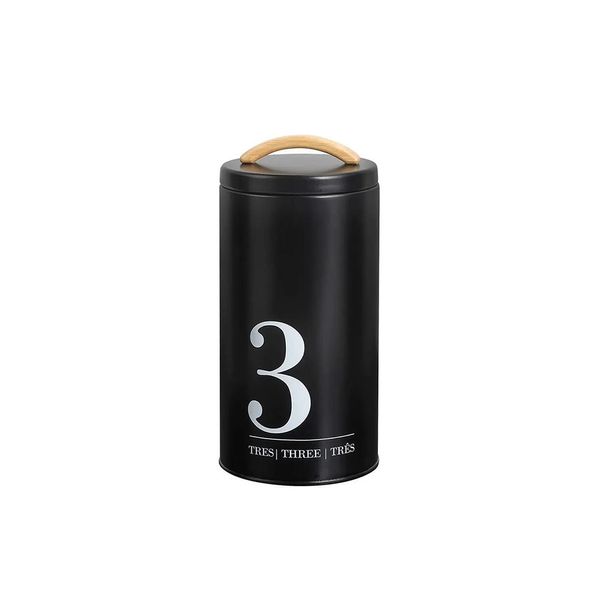 Porta Mantimentos Pote Preto Lata Tampa Hermetica 1750ml