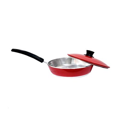 Panela Frigideira Vermelha e Tampa Aluminio Fundido 22 cm