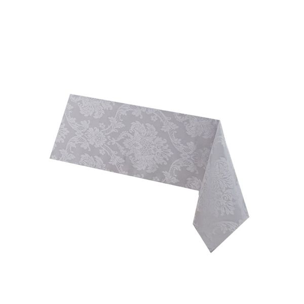 Toalha de Mesa Cinza Acetinado Damask 6 Lugares 160x210cm