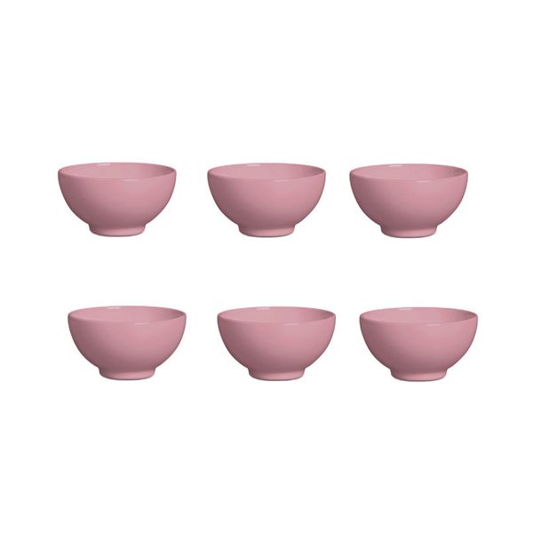 KIT 6 Tigelas Bowl Pote Sobremesa Rosa Fosco Ceramica 430ml