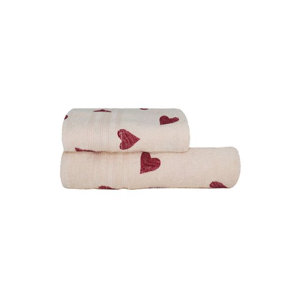 Toalha de Banho Rosto Coracao Vermelho Estampado Vienna 2un