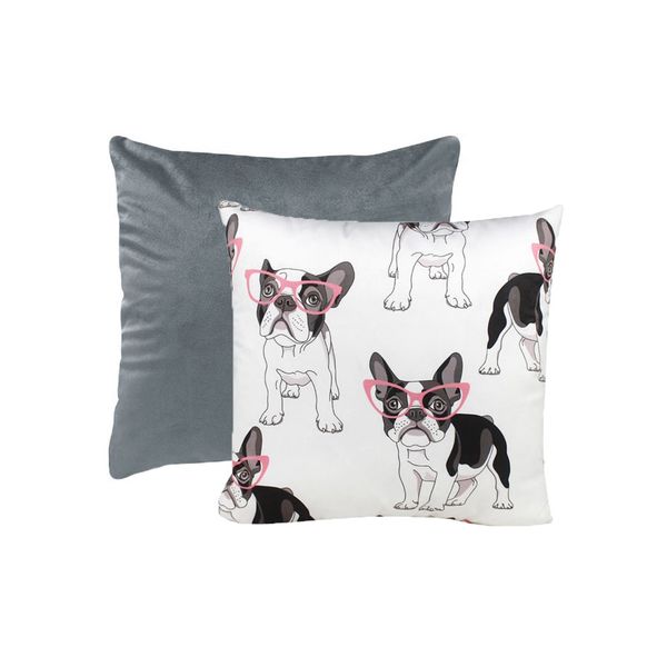 Almofada Estampada Dog Cinza Branco Rosa Cachorro 2un