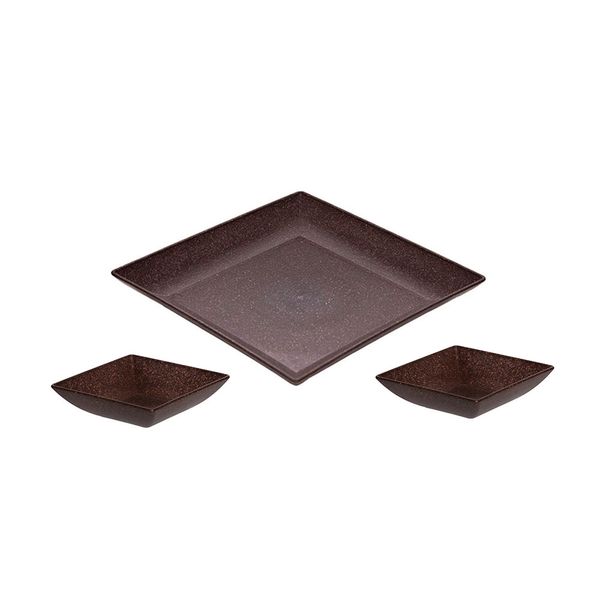 Tigelas Rasa Quadrada Petisqueira Marrom Imbuia ECO 3un