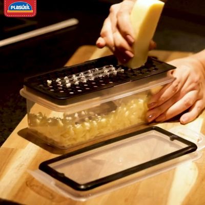 Pote Ralador Tampa Hermetica Plastico BPA Free Cinza 860ml