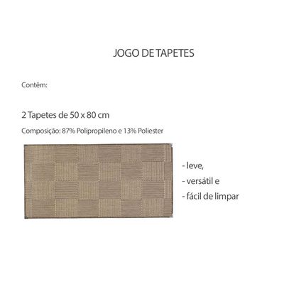 Tapete de Cozinha Retangular Antiderrapante Marrom Bege 2un