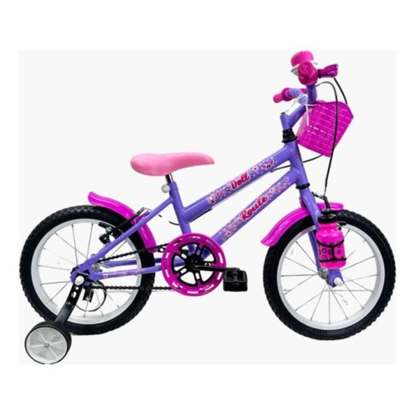 Bicicleta Infantil Aro 16 Feminina + Rodinhas Laterais Violeta