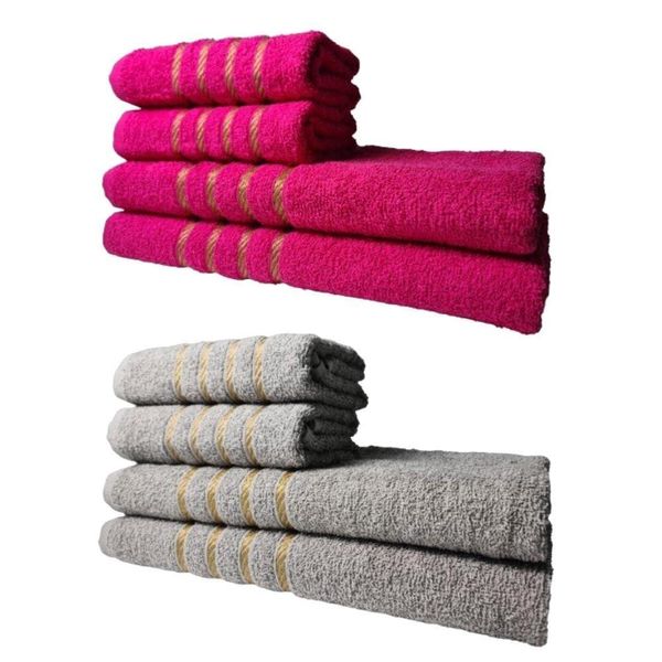 Kit 8 Toalhas Grossas E Grandes Dubai 4 Banhos 4 Rostos Rosa+cinza