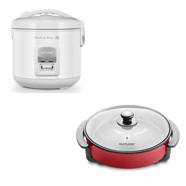 Combo Casa - Panela de Arroz Elétrica Gourmet 127V-400W e Panela Elétrica Redonda 1250W-127V Vermelha Multilaser - CE01K CE01K