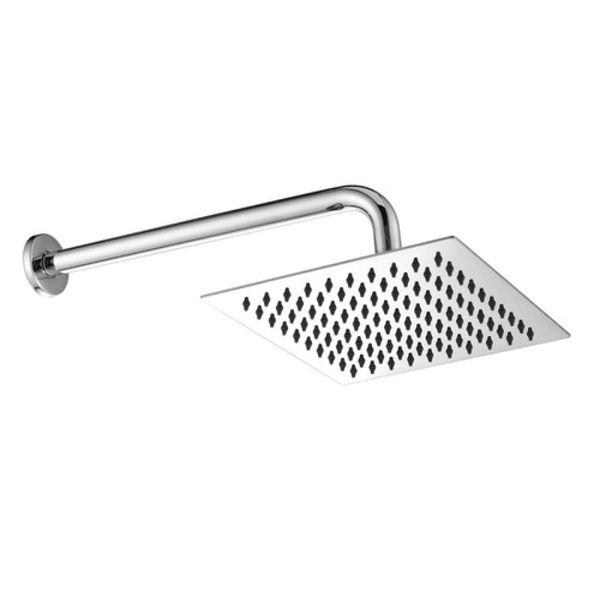 Ducha Quadrada Slim Cromado Aço Inox Articulável 15x15 Chuveiro Jato Intenso Aquecedor Solar e Gás Área Externa Piscina