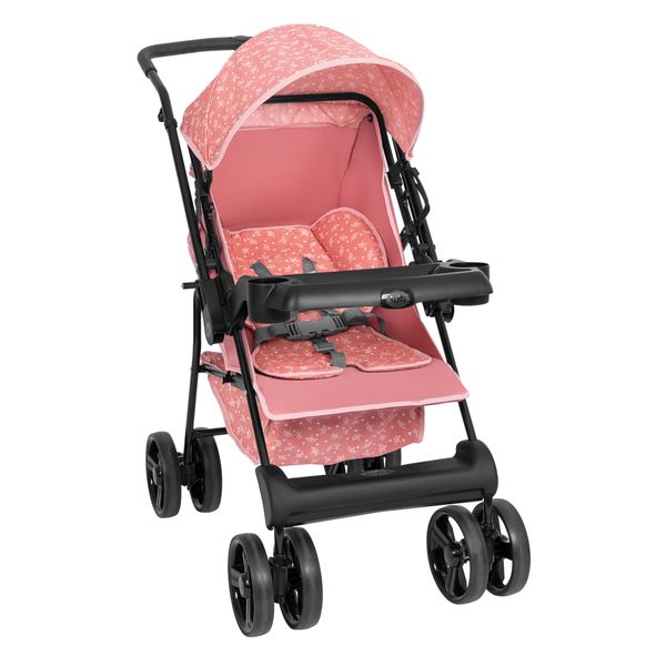 Carrinho De Bebê Para Passeio Tutty Baby Berço Infantil Reversível Solare Com Travel System E Ajuste De Posição Rosa