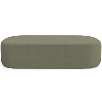 Cabeceira Cama Box Queen 160cm Lanna com Puff Recamier Doha W01  Bouclê Oliva - Lyam Decor
