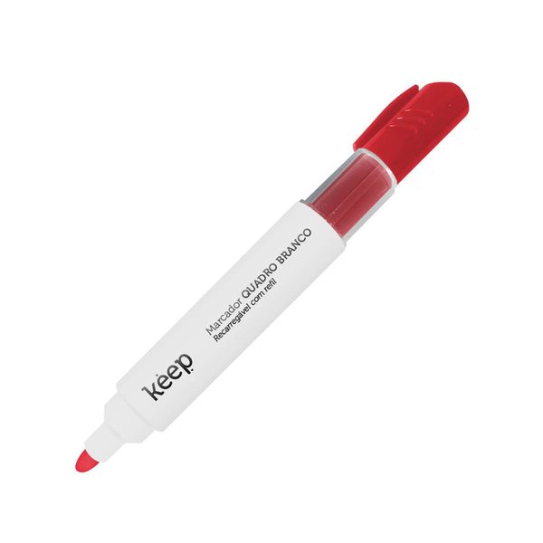 Pincel Marcador de Quadro Branco Recarregável Refil Vermelho Caixa c/ 12un Keep - MR003 MR003