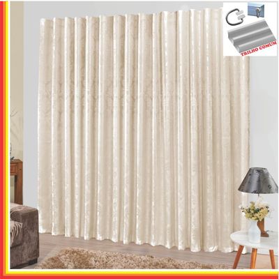 Cortina Tropical em Jacquard 4,00 x 2,70 Para Trilho Comum - Palha