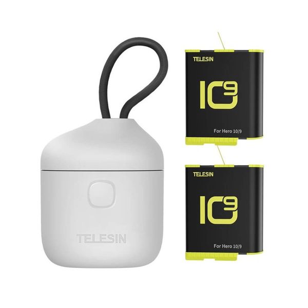 Carregador Triplo para GoPro Hero 10 e 9 Black + 2 Baterias  - Telesin