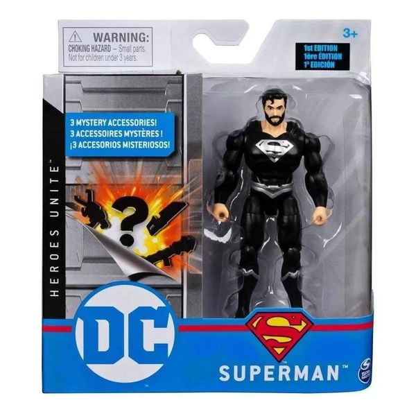 Boneco Articulado - Liga da Justiça - SUPERMAN PRETO SUN2189