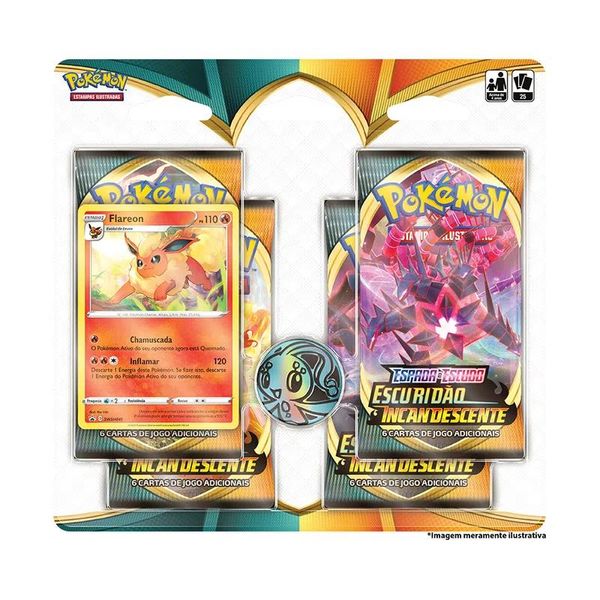 Deck Pokémon - Blister Quadruplo - Escuridão Incandescente - Flareon - Copag 89090