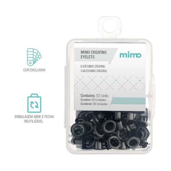 Ilhós Mimo Creating - Redondo - Preto - 4,5 mm - 50 Unids