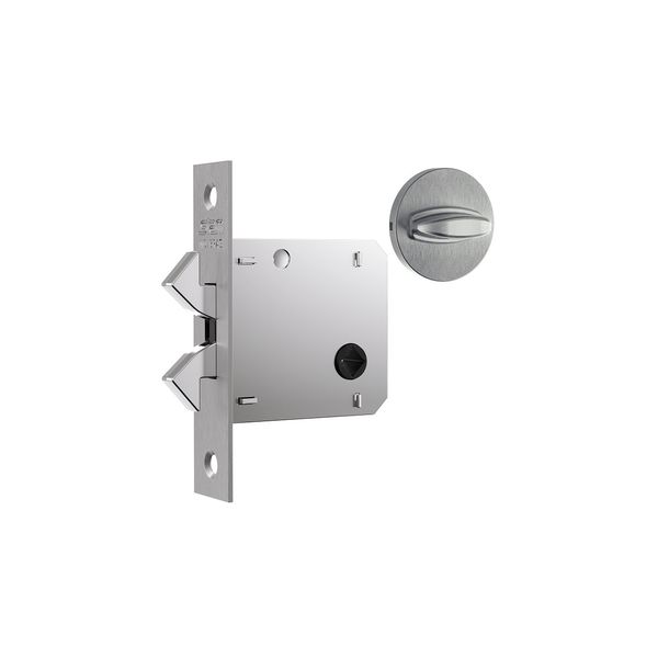FECHADURA PARA PORTA DE CORRER BANHEIRO WC STAM 1006S ESCOVADA REDONDA 45 MM