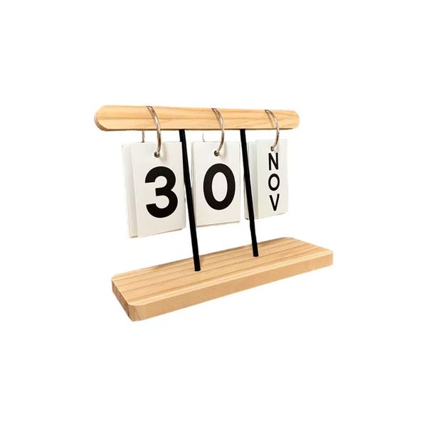 Calendário de Mesa Base de Madeira Permanente C/ Argolas Cartões Dia e Mês Decoração Escritório Home Office Calendário de Mesa Base de Madeira Permanente C/ Argolas Cartões Dia e Mês Decoração Escritório Home Office